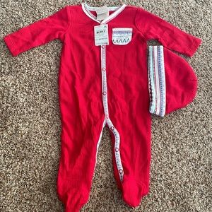 First Impressions red footie pajamas with red hat. 0-3 months
